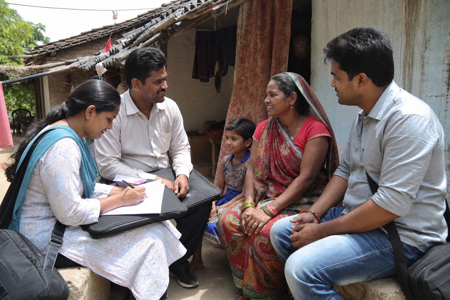 Foundation volunteers meeting a rural family